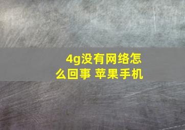 4g没有网络怎么回事 苹果手机